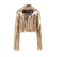 Women's Cuce  Gold Vegas Golden Knights Cropped Sequin Fringe Blazer