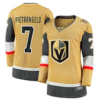 Maillot de joueur échappé à domicile Fanatics Alex Pietrangelo Gold Vegas Golden Knights pour femmes