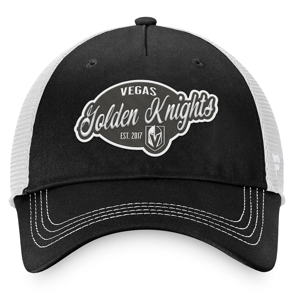 Women's Fanatics Black/White Vegas Golden Knights Fundamental Trucker Adjustable Hat