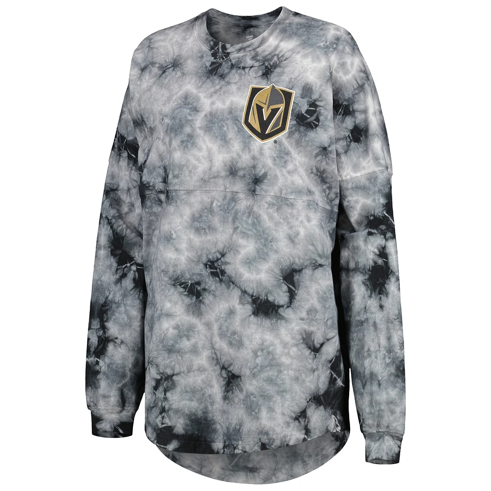 Women's Fanatics Black Vegas Golden Knights Crystal-Dye Long Sleeve T-Shirt