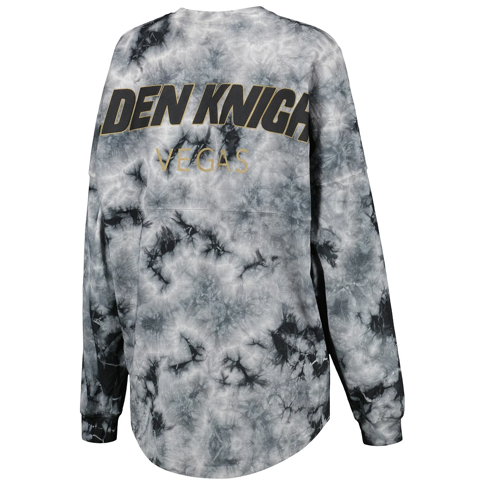 Women's Fanatics Black Vegas Golden Knights Crystal-Dye Long Sleeve T-Shirt