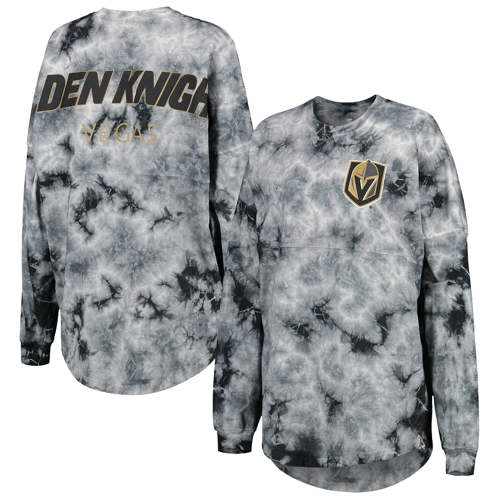 Women's Fanatics Black Vegas Golden Knights Crystal-Dye Long Sleeve T-Shirt