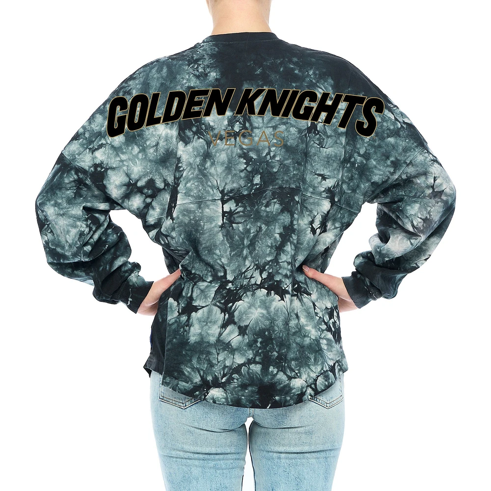 Women's Fanatics Black Vegas Golden Knights Crystal-Dye Long Sleeve T-Shirt