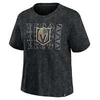 Women's Fanatics  Black Vegas Golden Knights Faded Wash T-Shirt