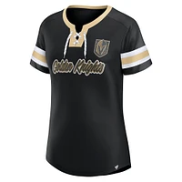 T-shirt à lacets emblématique Athena Vegas Golden Knights pour femmes Fanatics Black