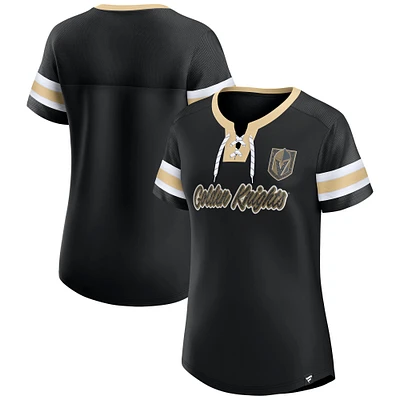 T-shirt à lacets emblématique Athena Vegas Golden Knights pour femmes Fanatics Black