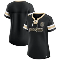 T-shirt à lacets emblématique Athena Vegas Golden Knights pour femmes Fanatics Black