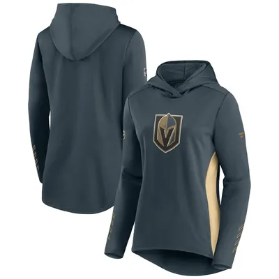 Vegas Golden Knights Fanatics Branded Women's Authentic Pro Locker Room Pullover Hoodie - Charcoal/Gold