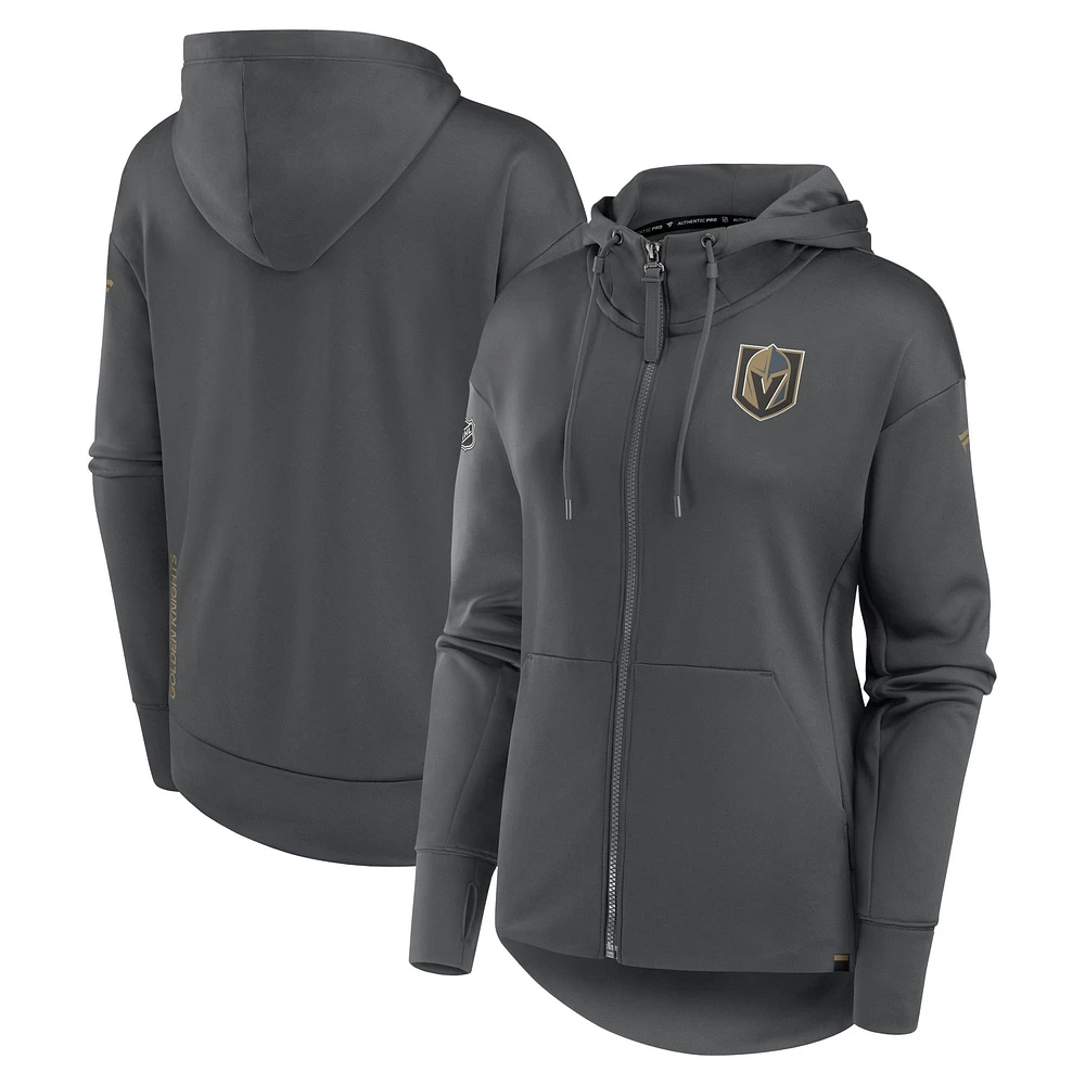 Sweat à capuche entièrement zippé en plongée Fanatics Grey Vegas Golden Knights pour femmes