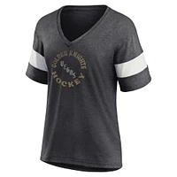 T-shirt à col en V Fanatics Heather Charcoal Vegas Golden Knights édition spéciale 2.0 Ring The Alarm pour femmes