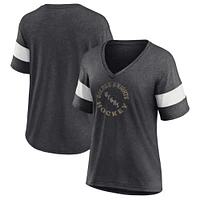 Women's Fanatics Heather Charcoal Vegas Golden Knights Special Edition 2.0 Ring The Alarm V-Neck T-Shirt