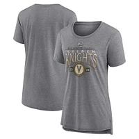 T-shirt tri-mélange vieilli classique d'hiver de la LNH Fanatics Heather Grey Vegas Golden Knights 2024 pour femmes