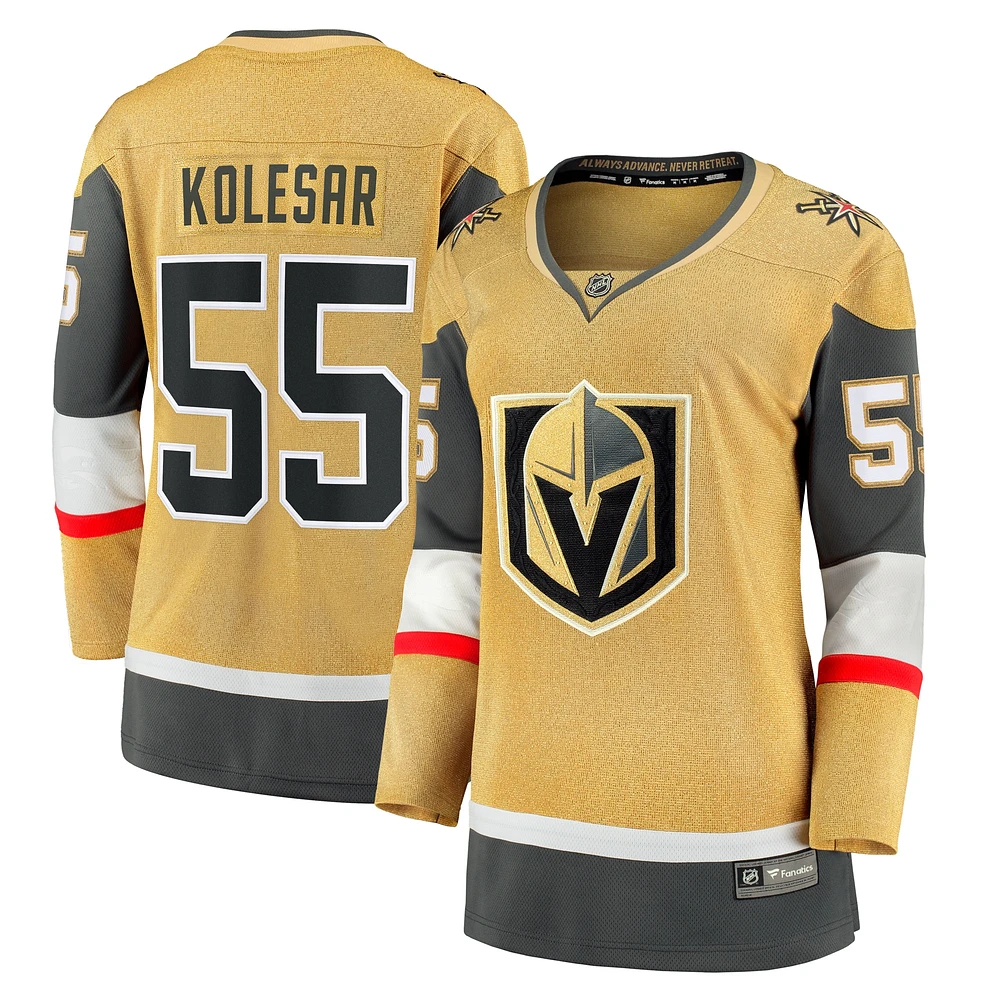 Maillot de joueur alternatif Breakaway Fanatics Keegan Kolesar Gold Vegas Golden Knights pour femmes