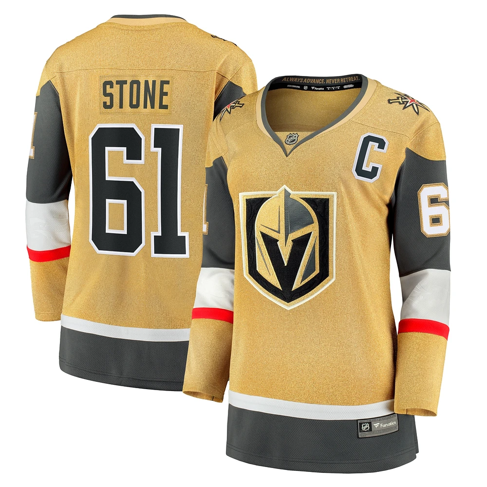 Fanatics pour femmes Mark Stone Gold Vegas Golden Knights Captain Patch Maillot de joueur échappé à domicile