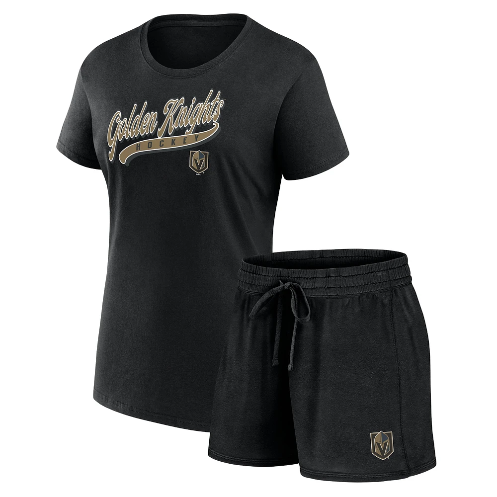 Pack combiné de t-shirts et shorts Fanatics Vegas Golden Knights du début à la fin pour femmes