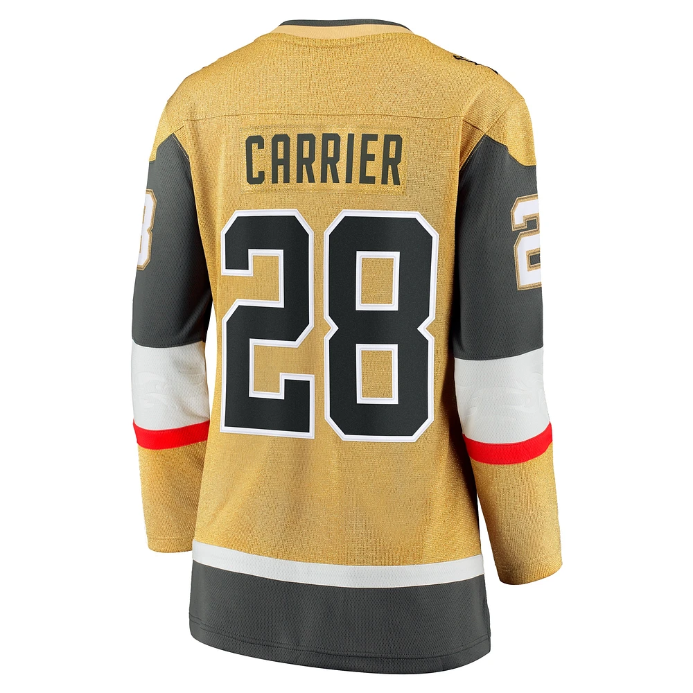 Maillot de joueur échappé à domicile Fanatics William Carrier Gold Vegas Golden Knights pour femmes