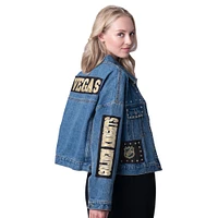 Women's G-III 4Her by Carl Banks  Vegas Golden Knights Game Ball Cropped Button-Up Denim Jacket