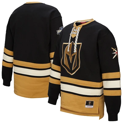 Women's Mitchell & Ness Black Vegas Golden Knights Heritage Lace-Up Pullover Sweatshirt