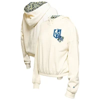 Sweat à capuche court imprimé floral Vegas Golden Knights Glam Game de New Era pour femme, couleur crème