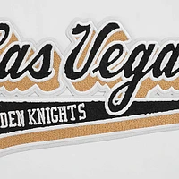 T-shirt court Pro Standard White Vegas Golden Knights Boxy Script Tail pour femmes