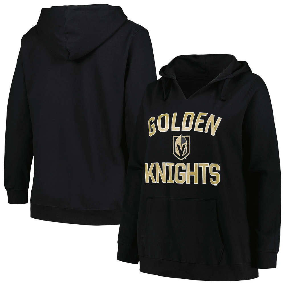 Women's Profile Black Vegas Golden Knights Plus Arch Over Logo Pullover Hoodie