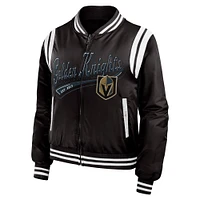 Veste aviateur entièrement zippée Baller Vegas Golden Knights noire WEAR by Erin Andrews pour femme