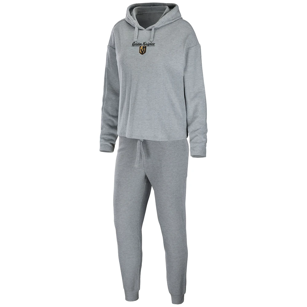 Women's WEAR by Erin Andrews Heather Grey Vegas Golden Knights Logo Pullover Hoodie & Pants Sleep Set