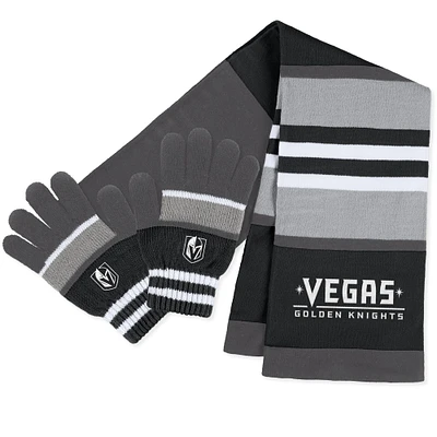 WEAR by Erin Andrews Ensemble gants et écharpe à rayures Vegas Golden Knights pour femmes