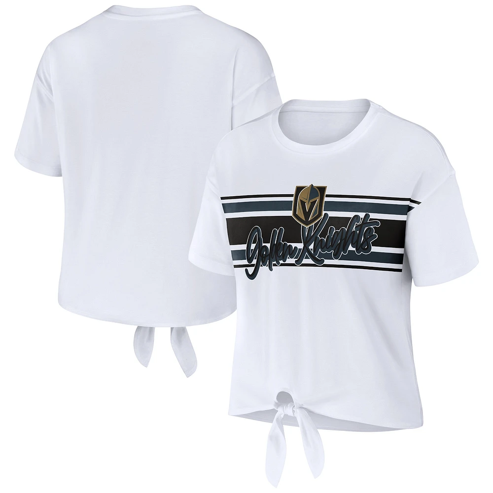 WEAR by Erin Andrews T-shirt blanc avec nœud sur le devant des Golden Knights de Vegas pour femmes