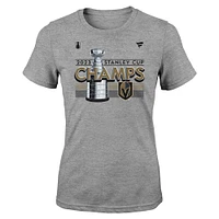 Fanatiques pour jeunes filles Heather Grey Vegas Golden Knights 2023 Champions de la Coupe Stanley T-shirt vestiaire