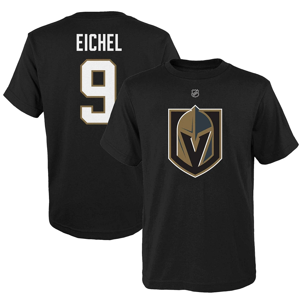 T-shirt avec nom et numéro de joueur Jack Eichel Black Vegas Golden Knights pour jeune