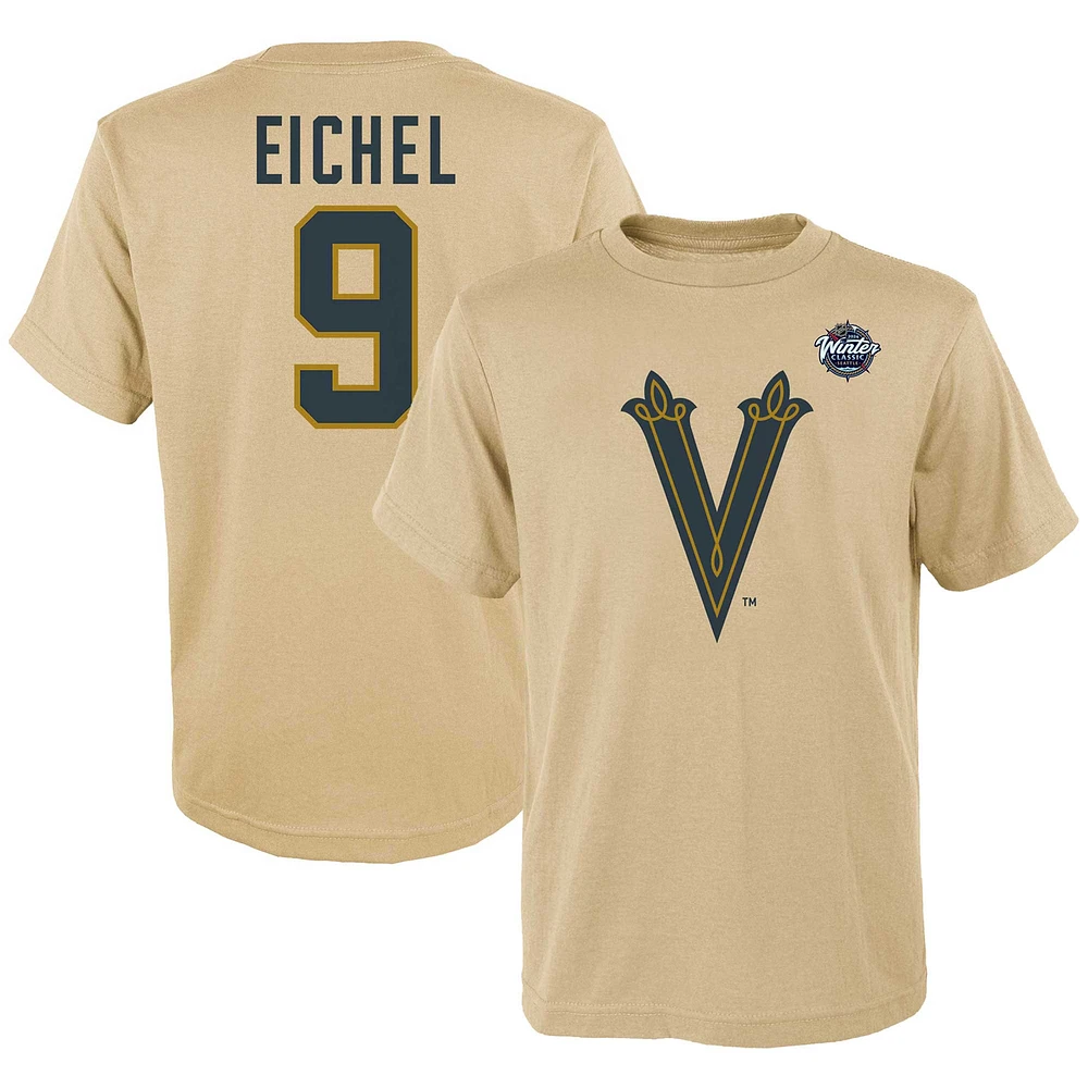 T-shirt avec nom et numéro classique d'hiver de la LNH pour jeunes Jack Eichel Cream Vegas Golden Knights 2024