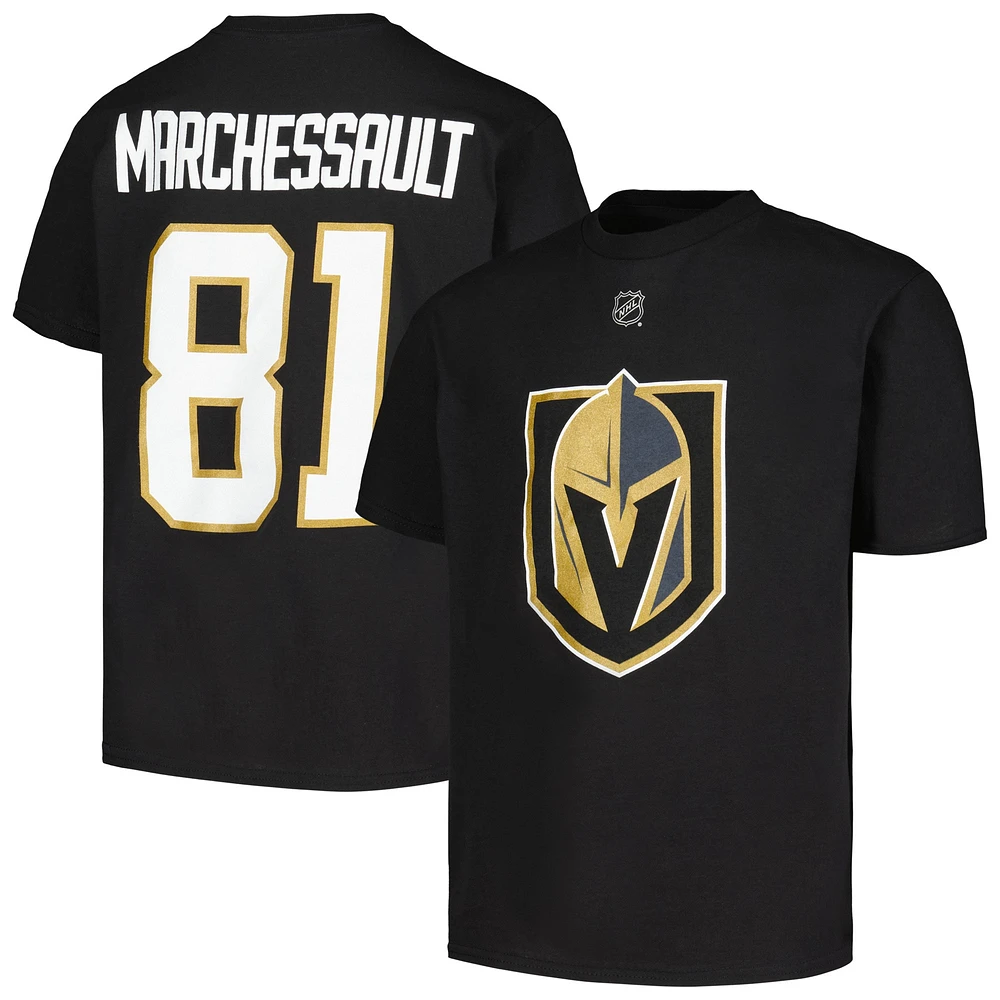 T-shirt avec nom et numéro de joueur des Golden Knights Vegas noir Jonathan Marchessault