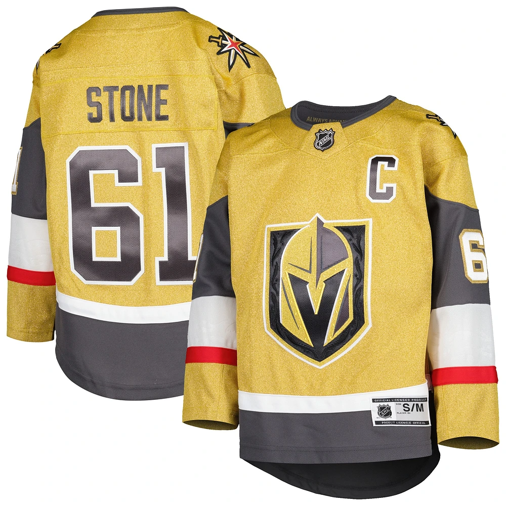 Jeunes Mark Stone Gold Vegas Golden Knights Domicile Capitaine Patch Premier Joueur Jersey