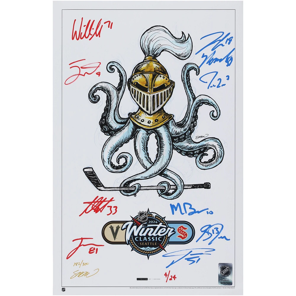 Vegas Golden Knights vs. Seattle Kraken Autographed14" x 20" 2024 NHL Winter Classic Print by S. Preston with 10 Signatures - Limited Edition of 24