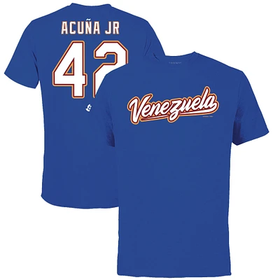 T-shirt LEGENDS Ronald Acuña Jr. Royal Venezuela Baseball 2023 pour homme avec nom et numéro