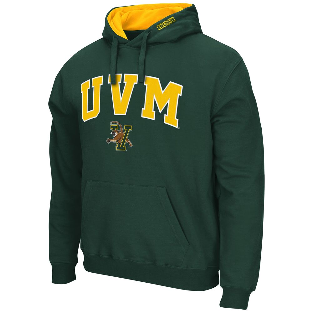 Men's Colosseum Green Vermont Catamounts Arch and Logo Pullover Hoodie