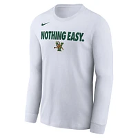 Men's Nike White Vermont Catamounts 2025 On-Court Bench Long Sleeve T-Shirt