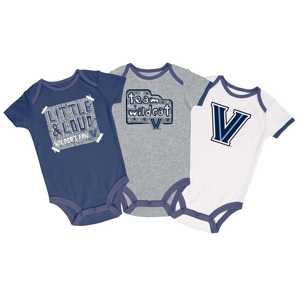 Lot de 3 bodys Villanova Wildcats pour bébé Champion bleu marine/gris/blanc