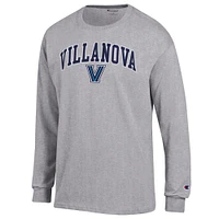 Men's Champion  Heather Gray Villanova Wildcats Arch Over Logo Long Sleeve T-Shirt