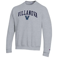 Men's Champion  Heather Gray Villanova Wildcats Arch Over Logo Pullover Sweatshirt