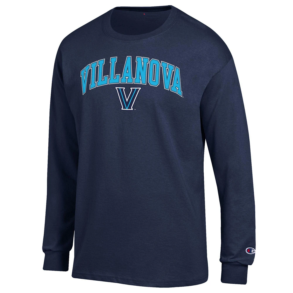 T-shirt à manches longues pour homme Champion Navy Villanova Wildcats Arch Over Logo