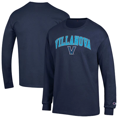T-shirt à manches longues pour homme Champion Navy Villanova Wildcats Arch Over Logo