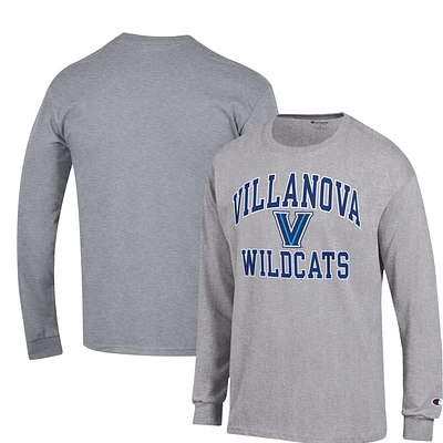 Men's Champion Heather Gray Villanova Wildcats High Motor Long Sleeve T-Shirt