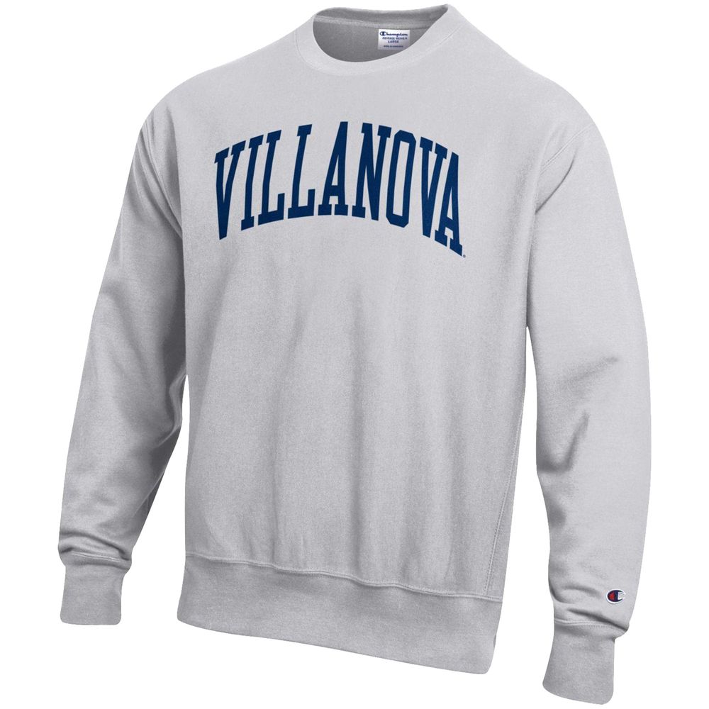 Men's Champion Heathered Gray Villanova Wildcats Arch Reverse Weave Pullover Sweatshirt