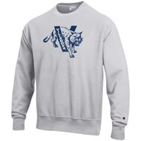 Men's Champion Heathered Gray Villanova Wildcats Vault Logo Reverse Weave Pullover Sweatshirt