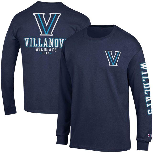 T-shirt à manches longues Team Stack Villanova Wildcats Champion bleu marine pour homme