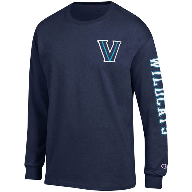 T-shirt à manches longues Team Stack Villanova Wildcats Champion bleu marine pour homme