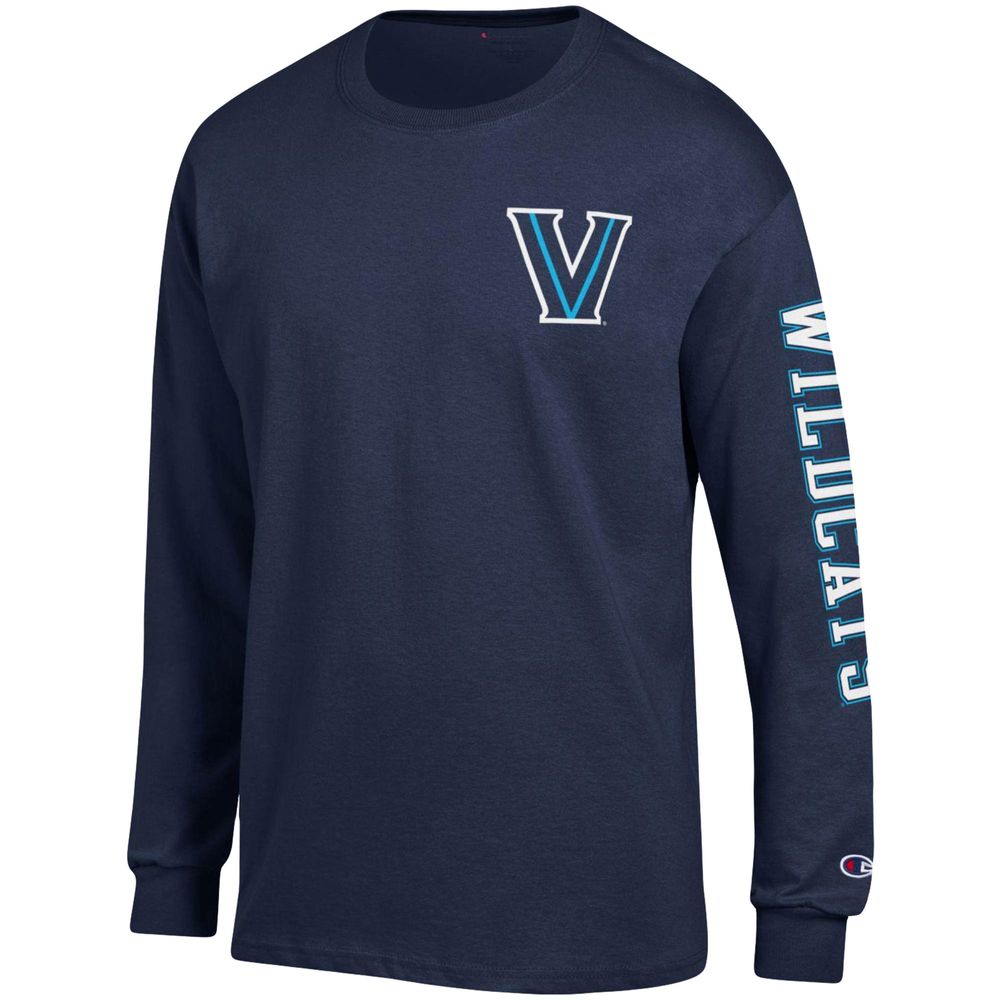 Men's Champion Navy Villanova Wildcats Team Stack Long Sleeve T-Shirt