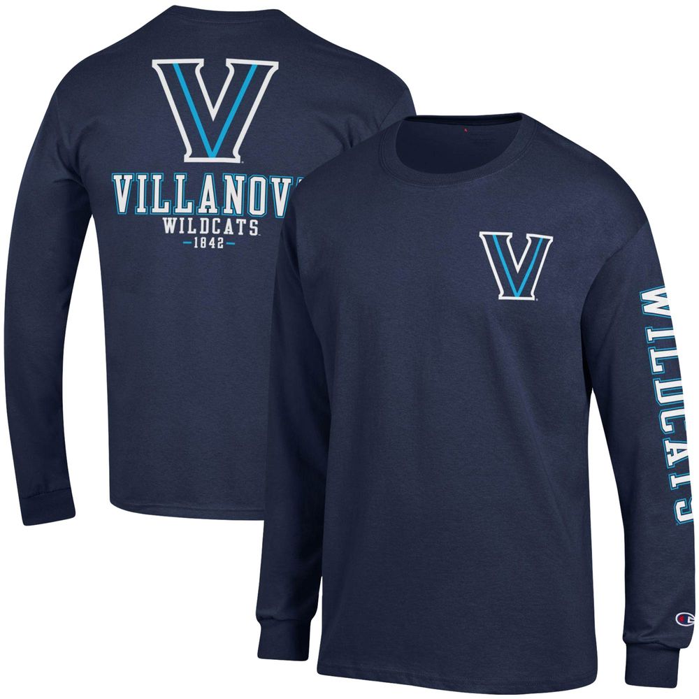 Men's Champion Navy Villanova Wildcats Team Stack Long Sleeve T-Shirt